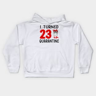 I Turned 23 In Quarantine Funny Cat Facemask Kids Hoodie